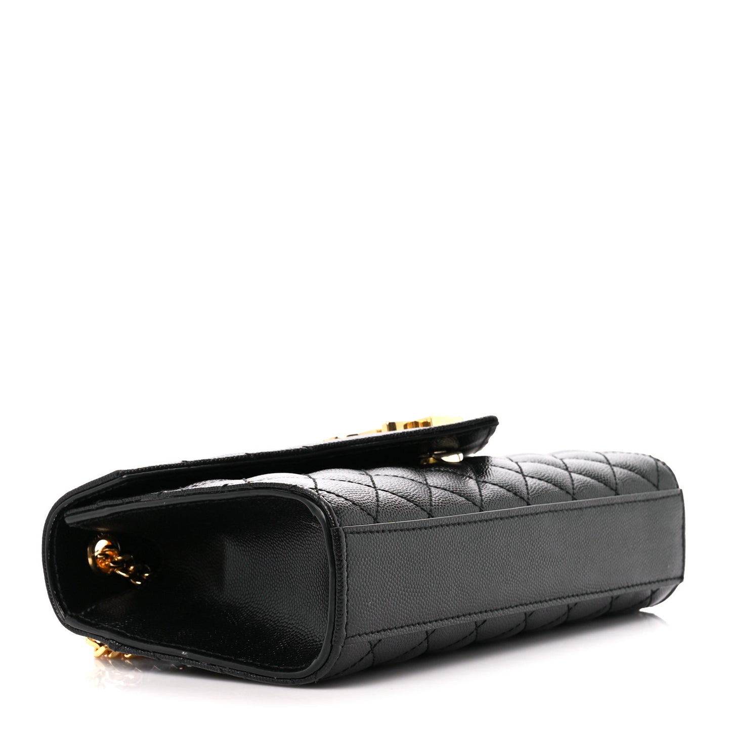 Grain De Poudre Textured Mixed Matelasse Triquilt Small Monogram Satchel Black