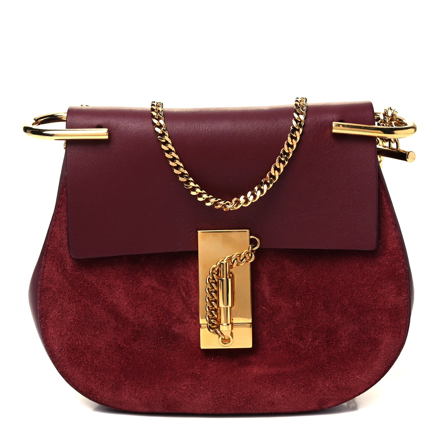 Suede Smooth Calfskin Mini Drew Shoulder Bag Plum Purple