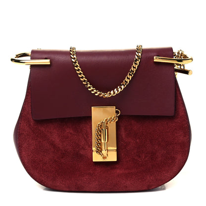 Chloe Suede Smooth Calfskin Mini Drew Shoulder Bag Plum Purple 1 of 8