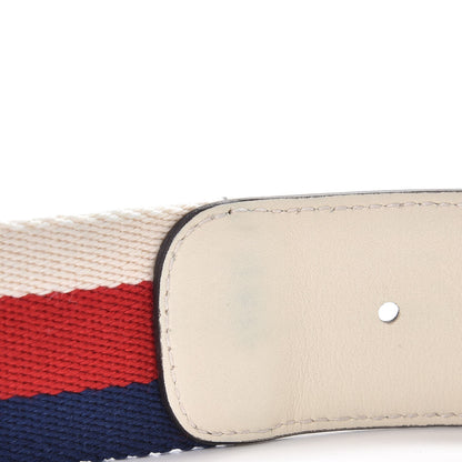 Gucci Nylon Calfskin Sylvie Web Double G 40mm Belt 80 32 Mystic White Hibiscus Red Maritime 7 of 8