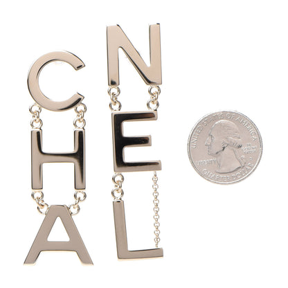Chanel Metal Cha-Nel Logo Drop Earrings Gold 2 of 4