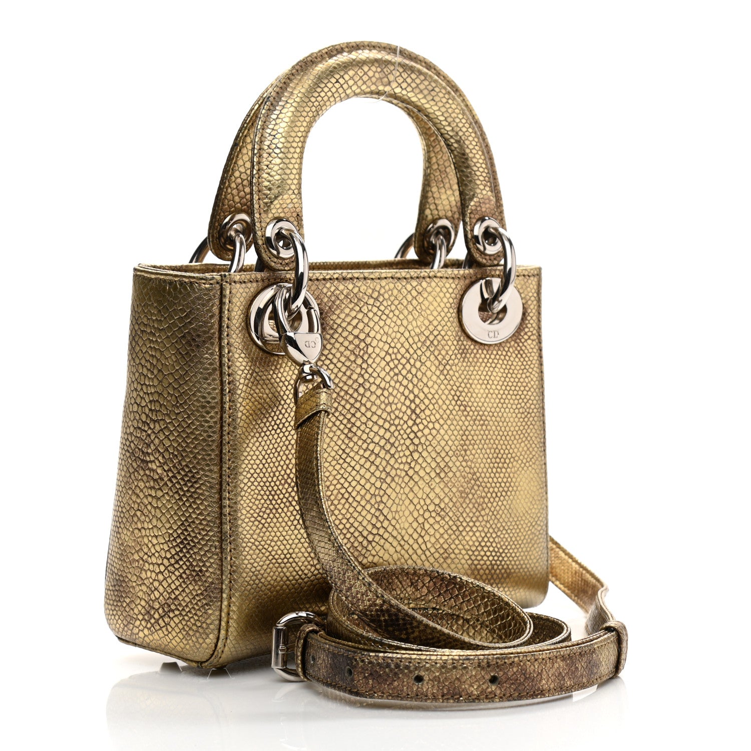 Christian Dior Metallic Lizard Mini Lady Dior Gold 3 of 11