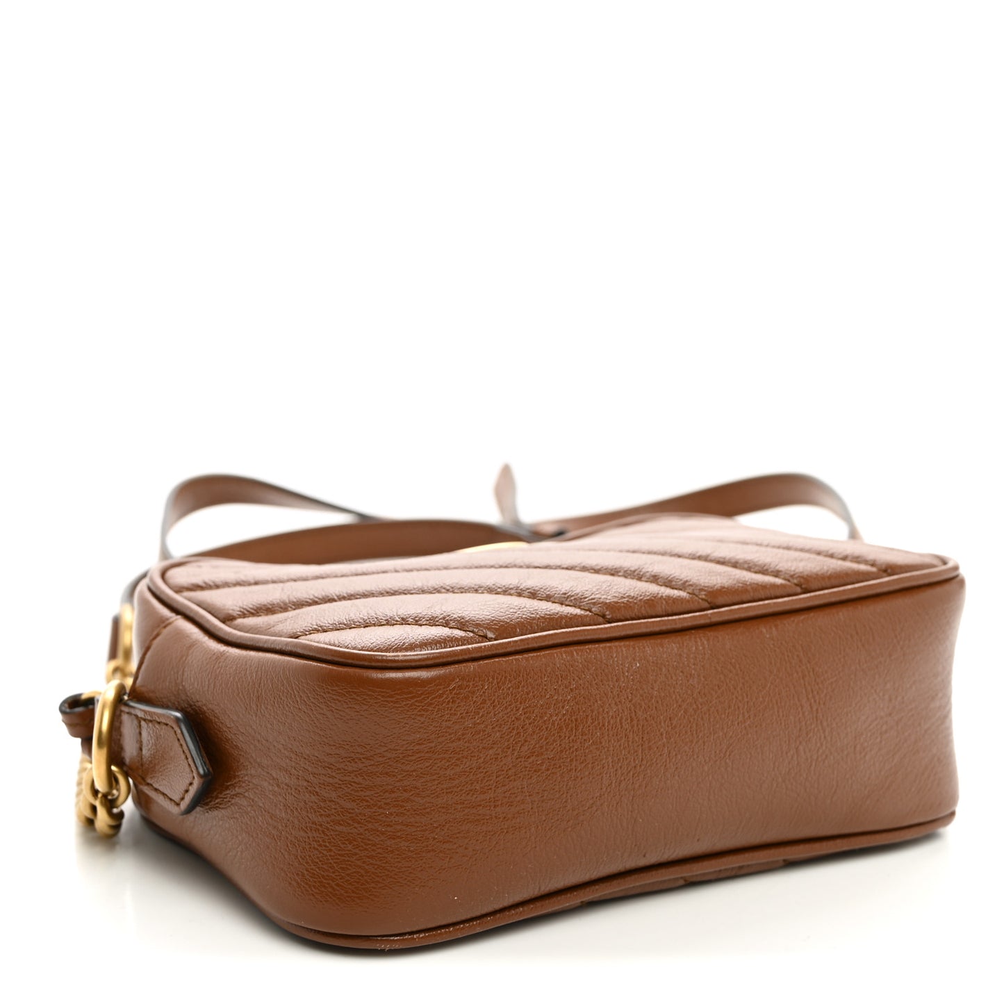 Glazed Calfskin Matelasse Diagonal Mini GG Marmont Chain Shoulder Bag Cuir