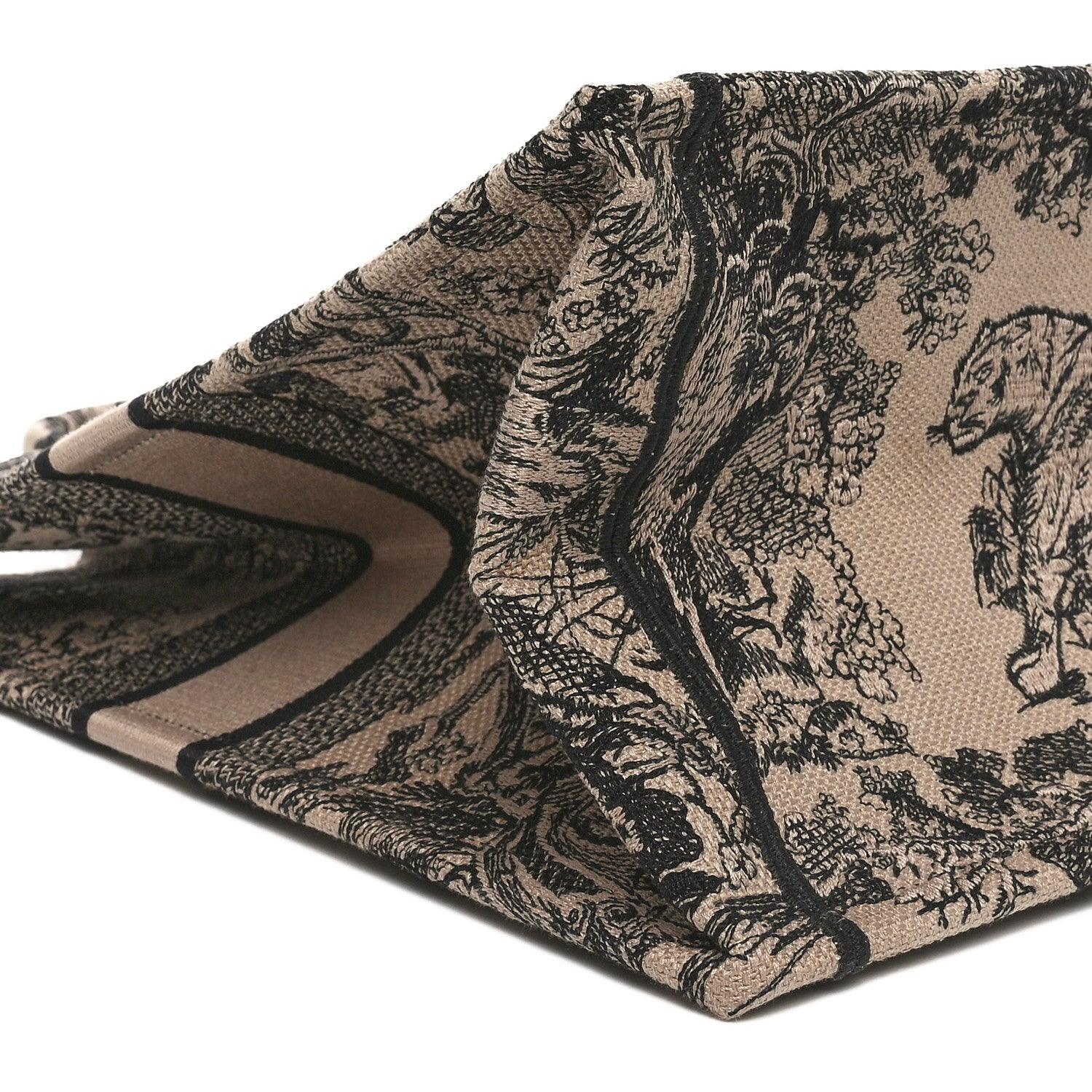 Christian Dior Canvas Embroidered Large Dioriviera Toile De Jouy Book Tote Brown 9 of 11