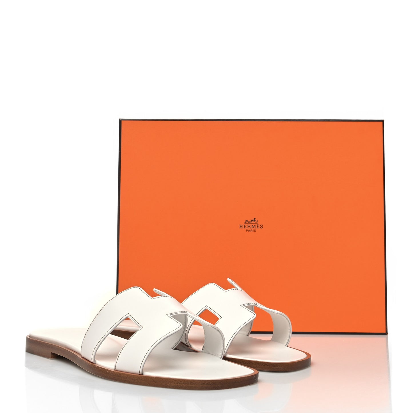 Box Calfskin Oran Sandals 37 White