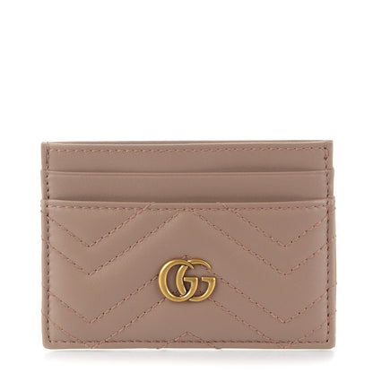 Gucci Calfskin Matelasse GG Marmont Card Holder Porcelain Rose 1 of 6