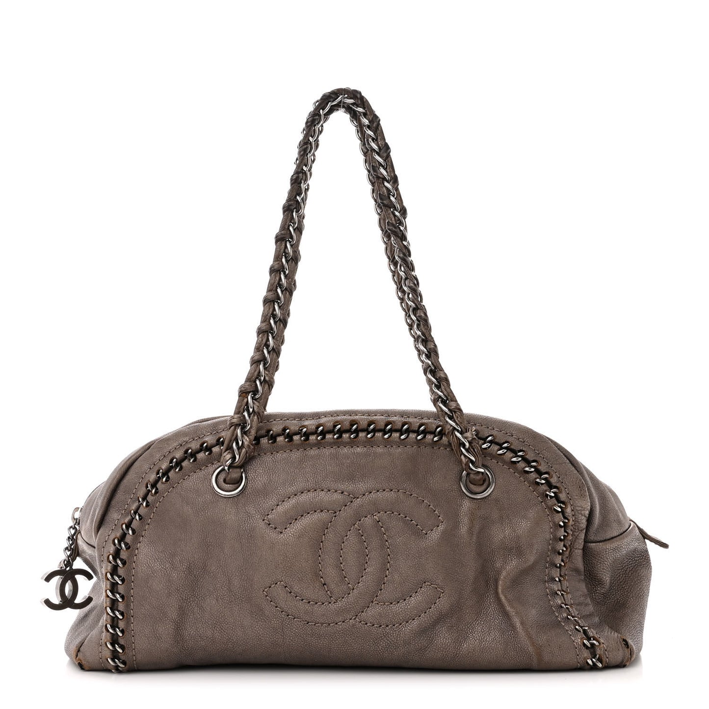 Metallic Goatskin Medium Luxe Ligne Bowler Bronze