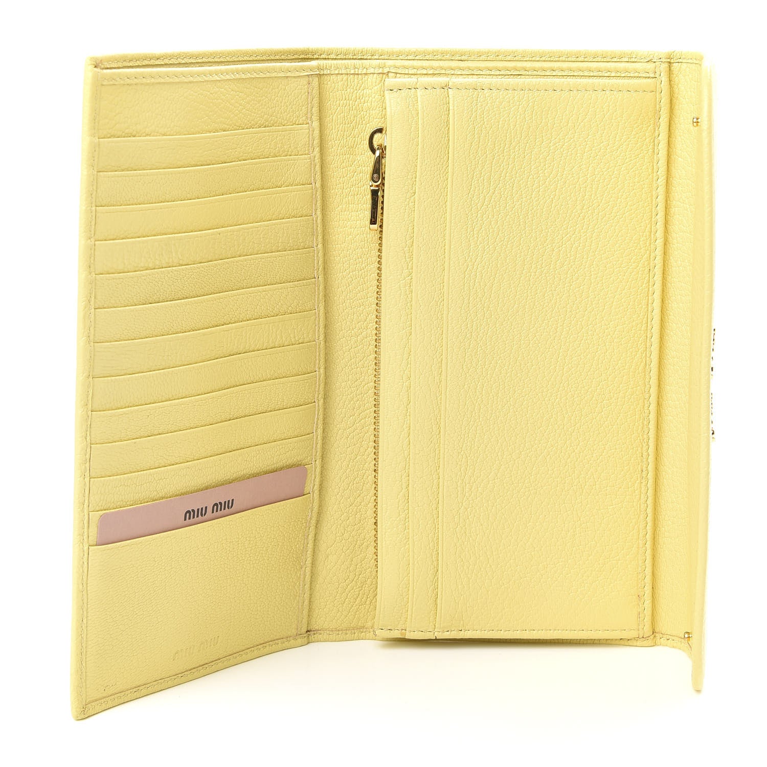 Miu Miu Goatskin Madras Continental Wallet Light Yellow 5 of 7