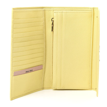 Miu Miu Goatskin Madras Continental Wallet Light Yellow 5 of 7