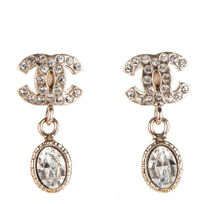 Chanel Crystal CC Drop Earrings Gold 1 of 4