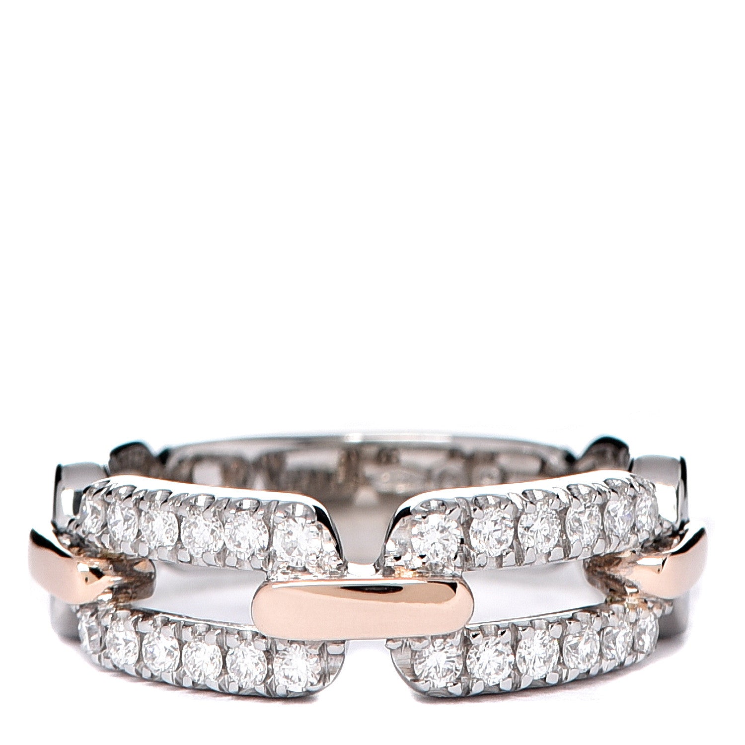 Damiani 18K White Pink Gold Diamond Chain Link Band Ring 53 6.25 1 of 5