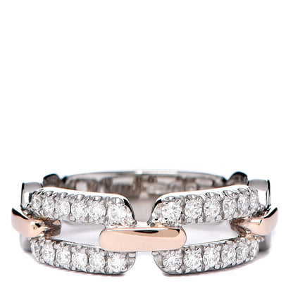 Damiani 18K White Pink Gold Diamond Chain Link Band Ring 53 6.25 1 of 5