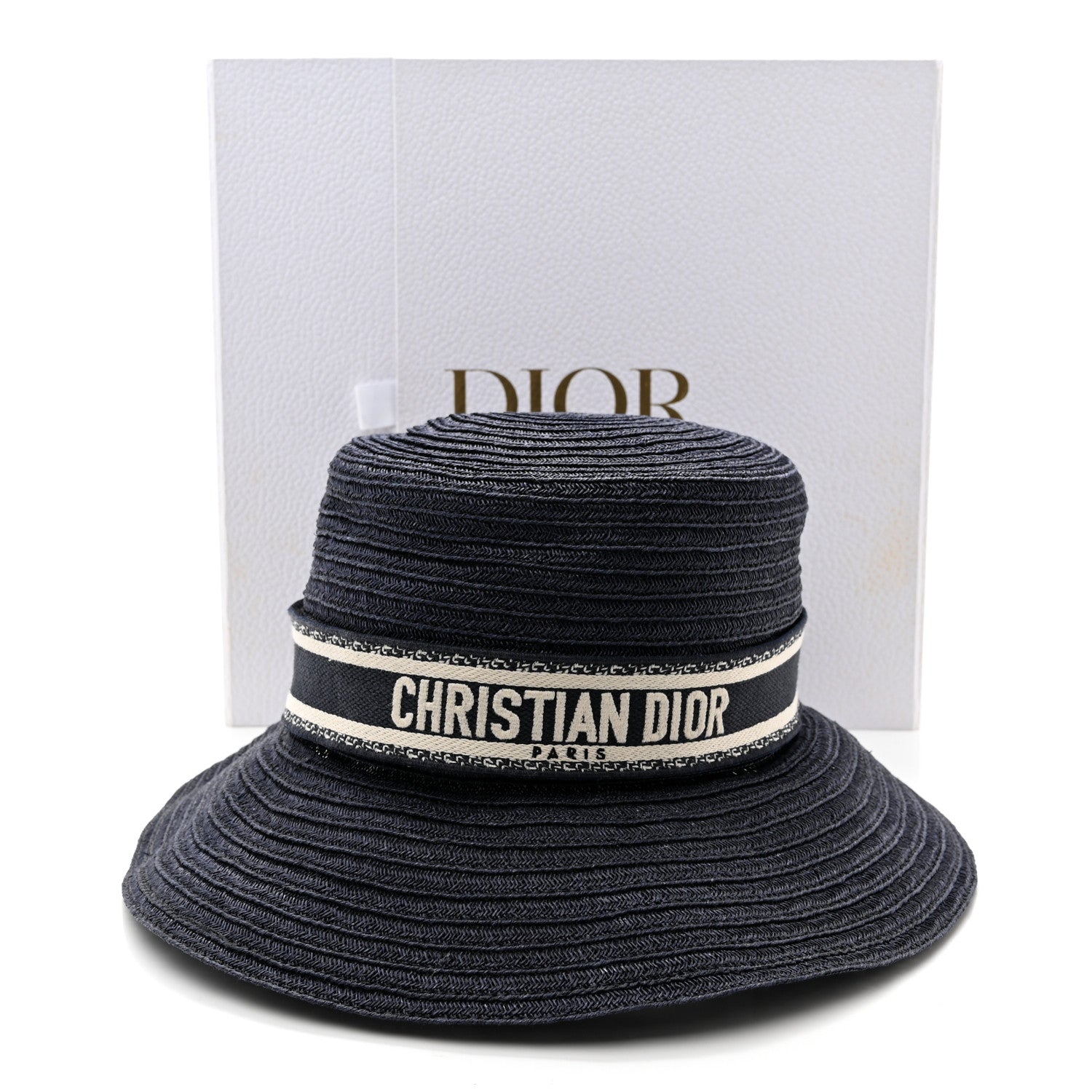 Christian Dior Straw Dioresort Large Brim Hat 58 Blue Fonce 10 of 10