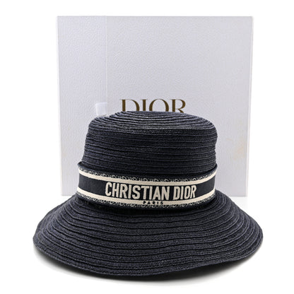 Christian Dior Straw Dioresort Large Brim Hat 58 Blue Fonce 10 of 10