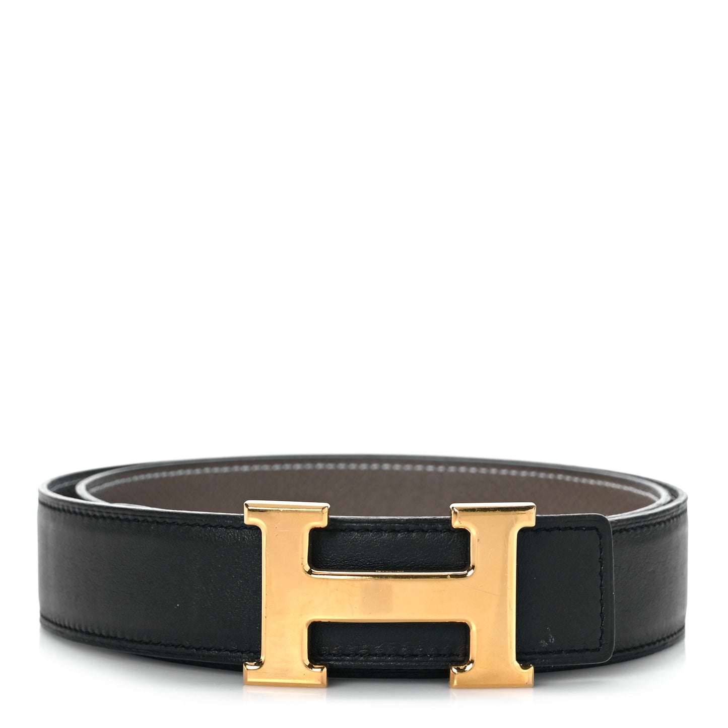 Swift Epsom 24mm Mini H Belt 90 Black Etoupe