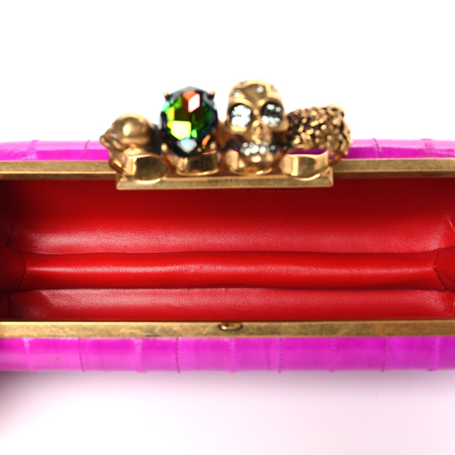 Alexander McQueen Eel Skull East West Knuckle Box Clutch Violet Magenta 5 of 8