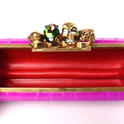 Alexander McQueen Eel Skull East West Knuckle Box Clutch Violet Magenta 5 of 8