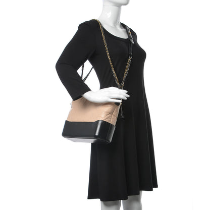 Chanel Aged Calfskin Quilted Medium Gabrielle Hobo Beige Black 2 of 8