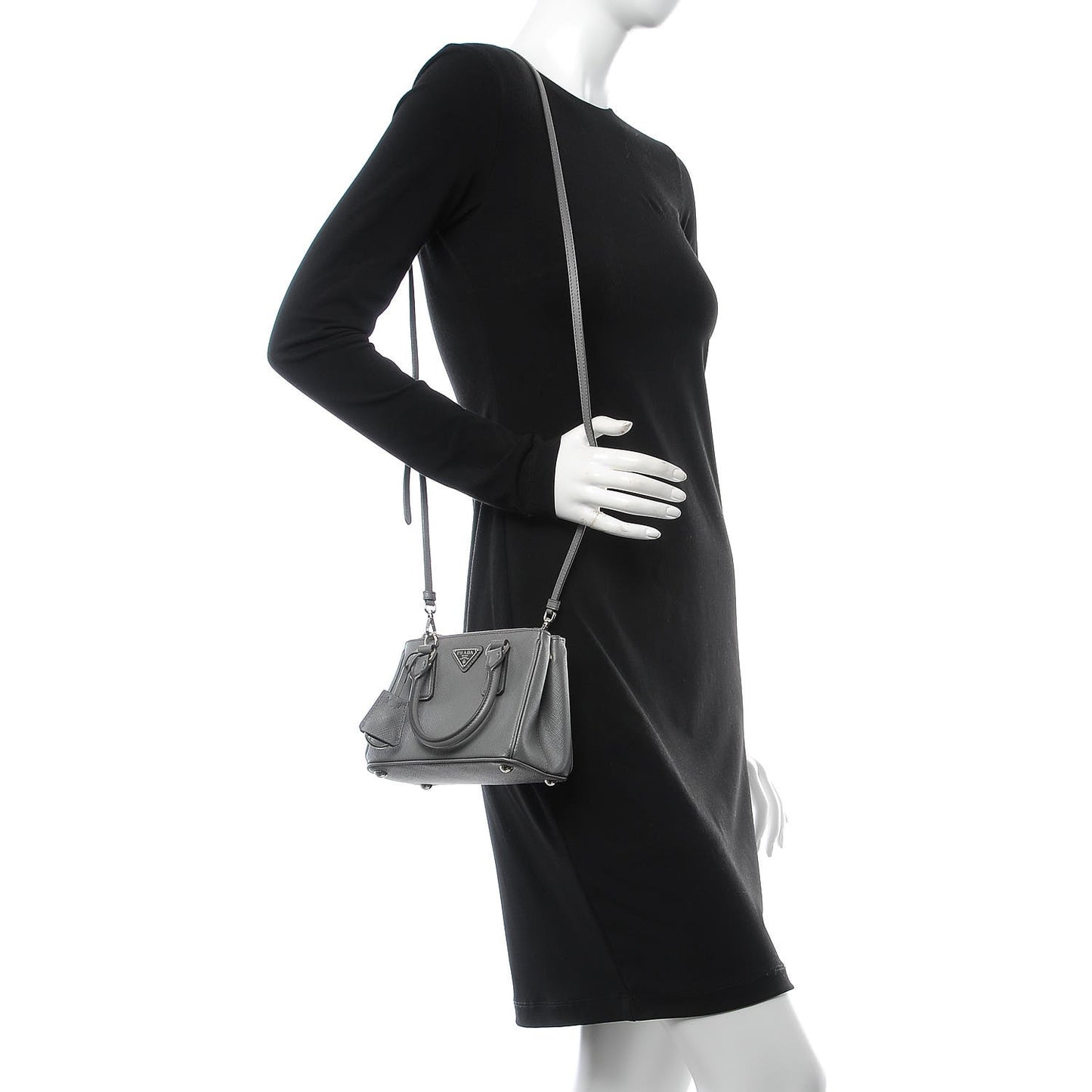 Saffiano Micro Galleria Double Zip Tote Marmo