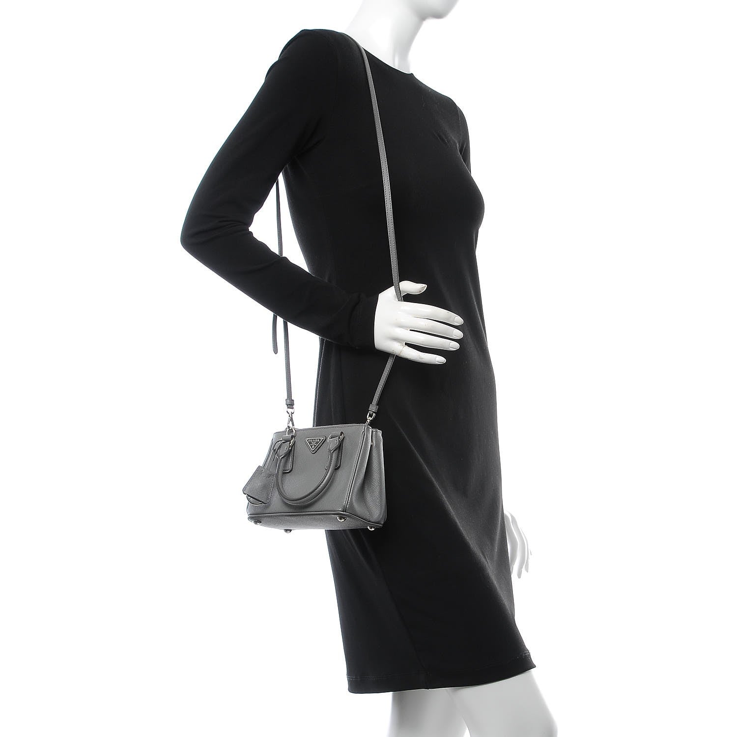 Prada Saffiano Micro Galleria Double Zip Tote Marmo 2 of 11