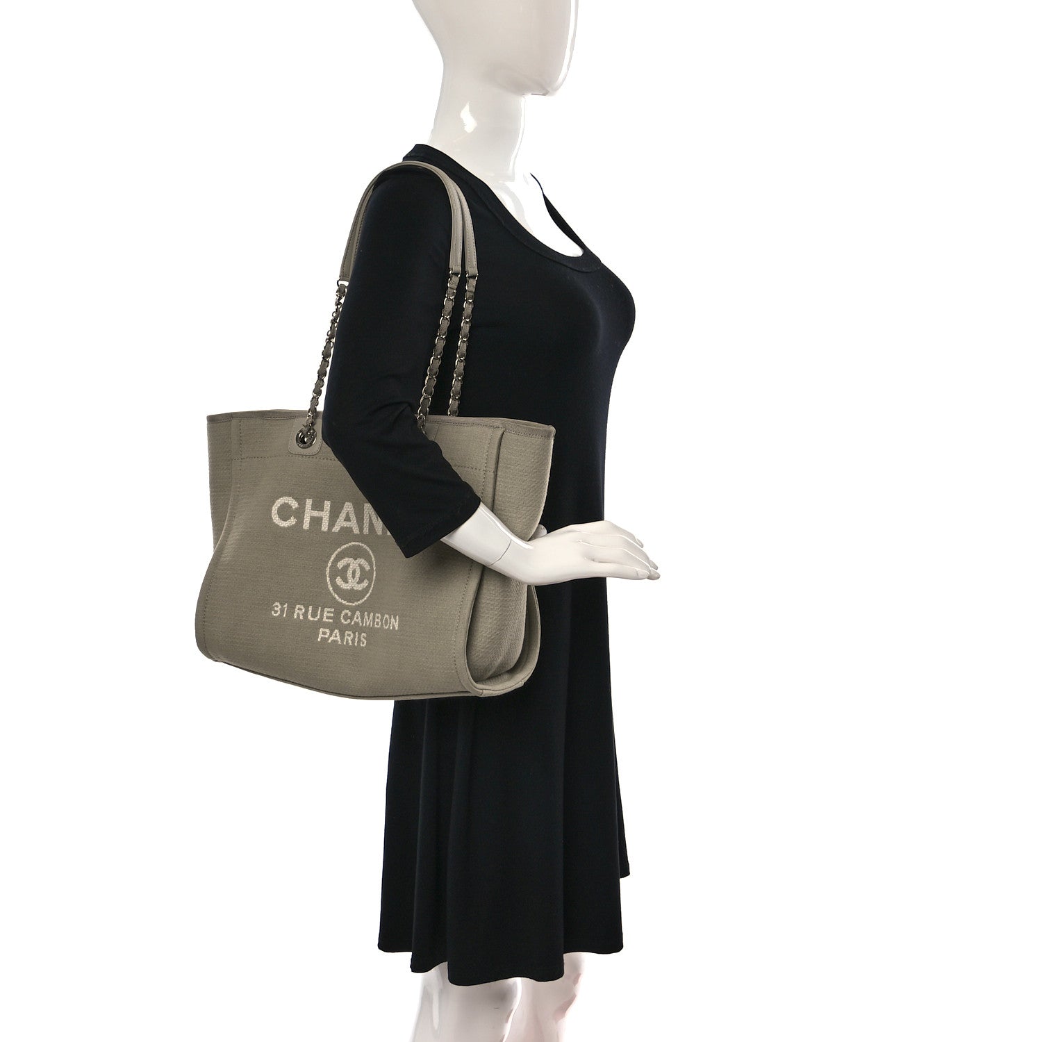 Chanel Mixed Fibers Small Deauville Tote Light Grey 2 of 10