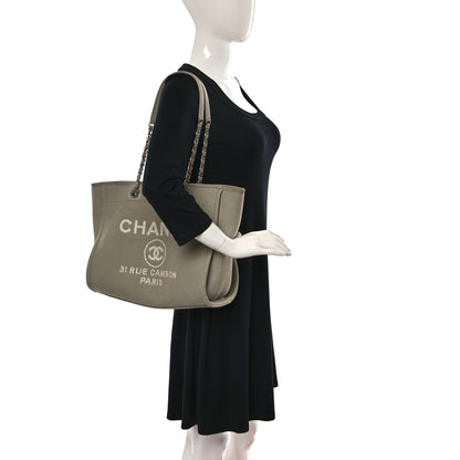 Chanel Mixed Fibers Small Deauville Tote Light Grey 2 of 10