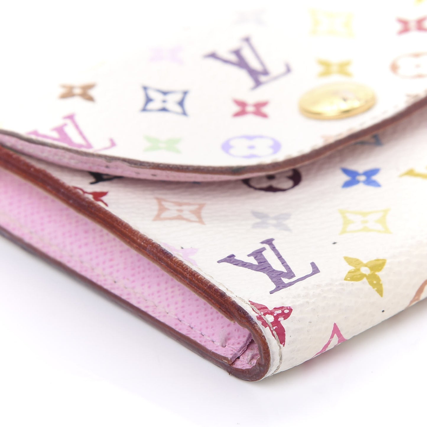 Monogram Multicolor Business Card Holder White Litchi