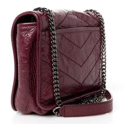 Saint Laurent Crinkled Calfskin Matelasse Monogram Niki Chain Wallet Dark Legion Red 3 of 11