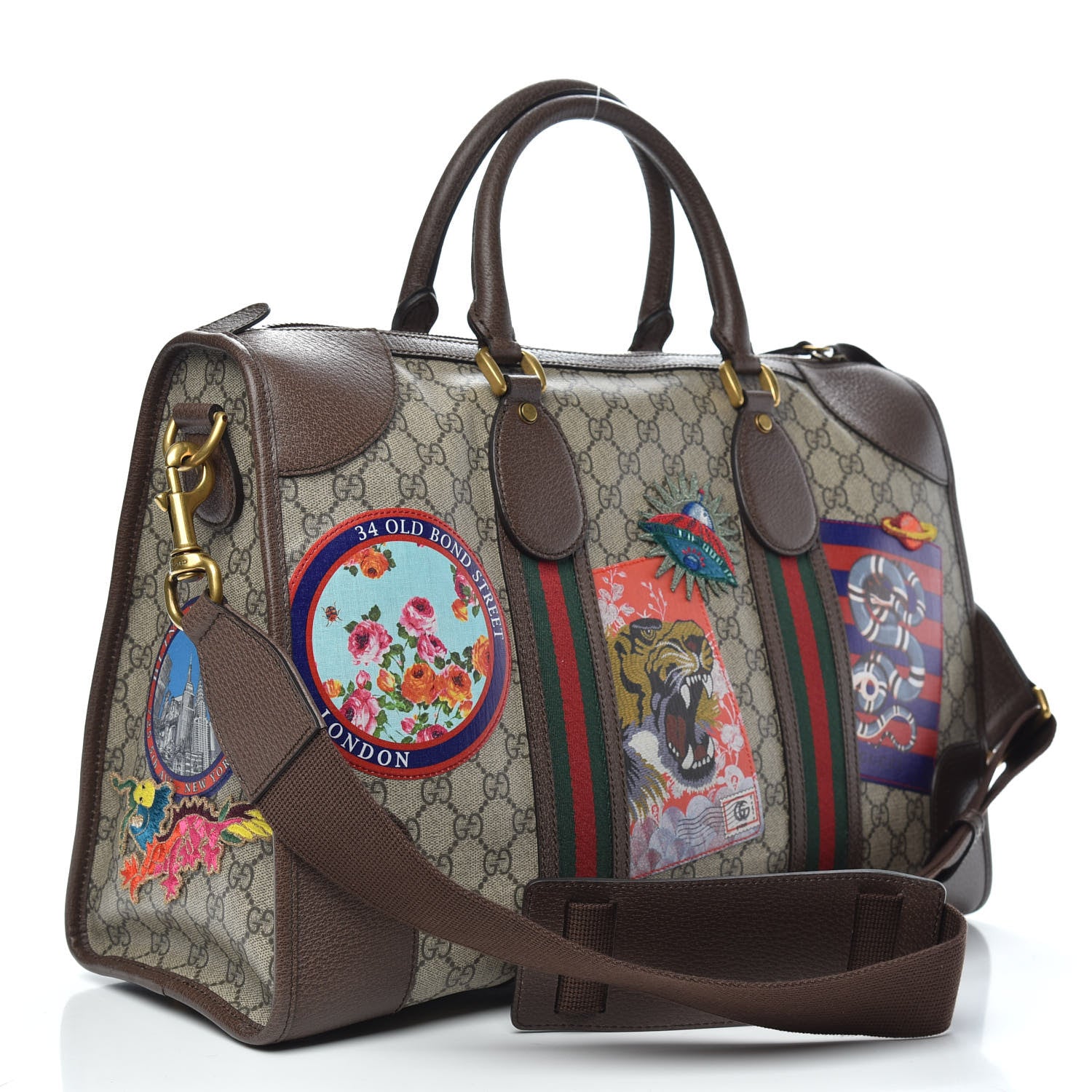 Gucci Soft GG Supreme Monogram Courrier Medium Duffle Bag Beige New Acero Multicolor 2 of 10