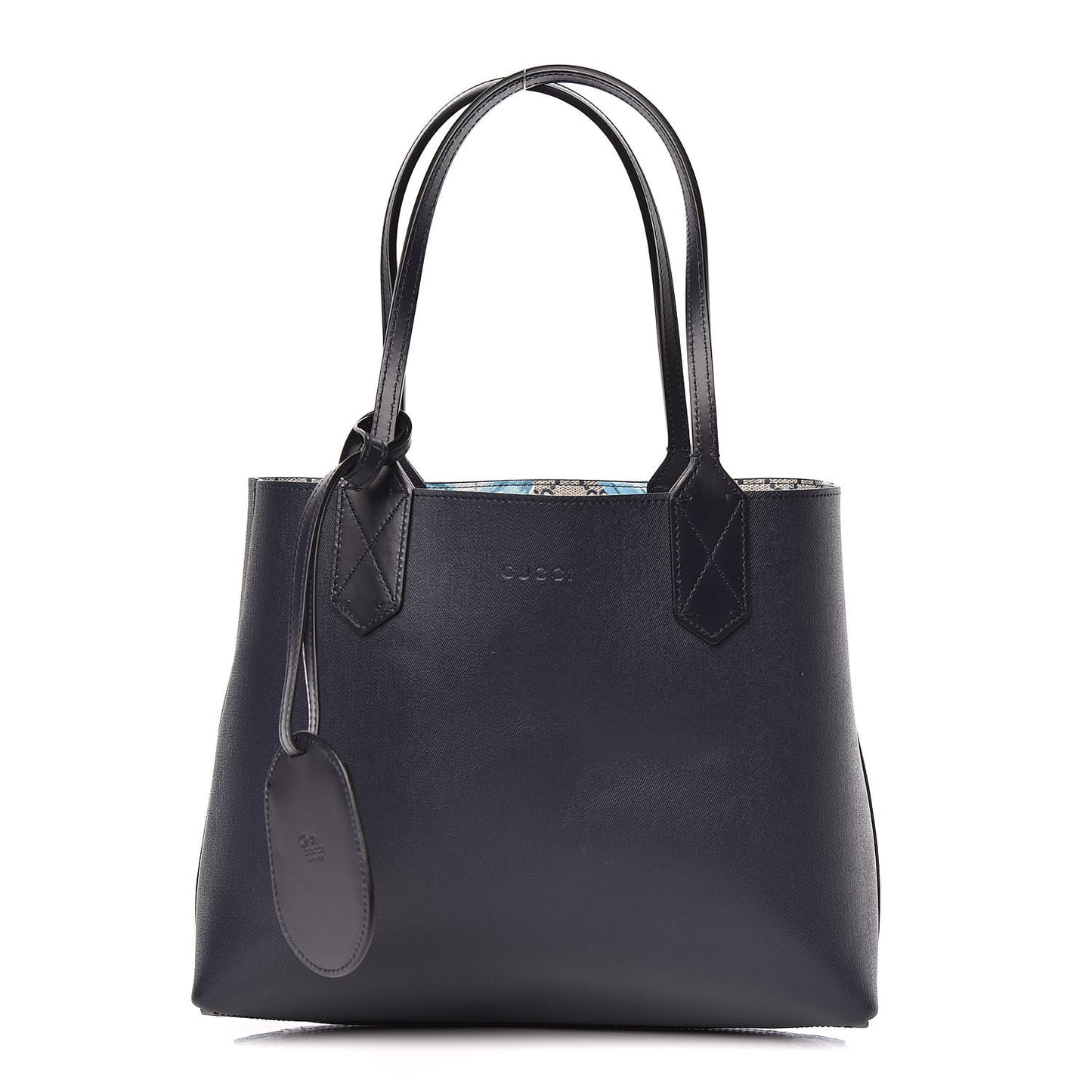 GG Supreme Monogram Blooms Small Reversible Tote Beige Blue Navy
