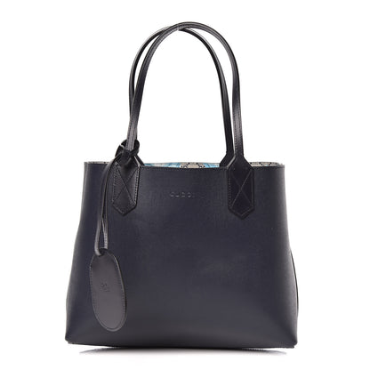 Gucci GG Supreme Monogram Blooms Small Reversible Tote Beige Blue Navy 3 of 14
