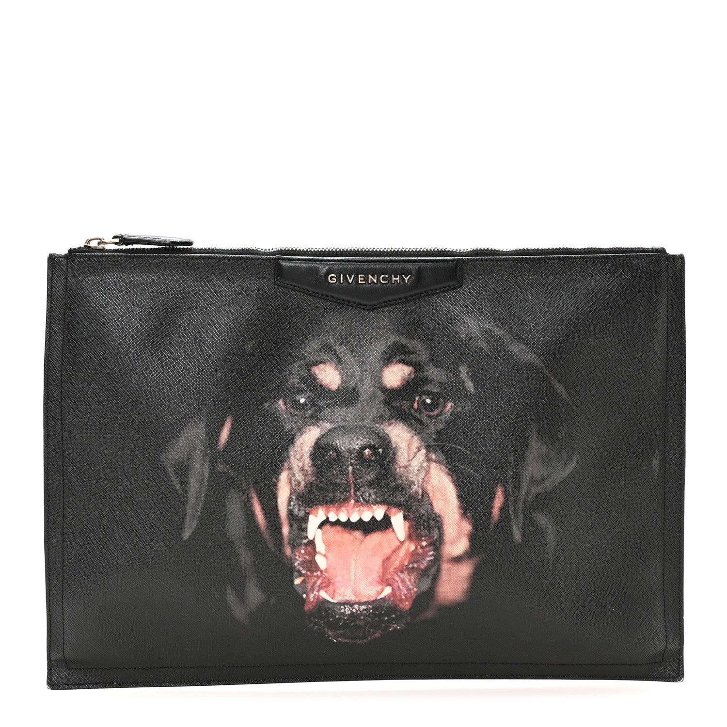 Givenchy Texutured Coated Canvas Rottweiler Print Large Cosmetic Pouch Black 1 of 7