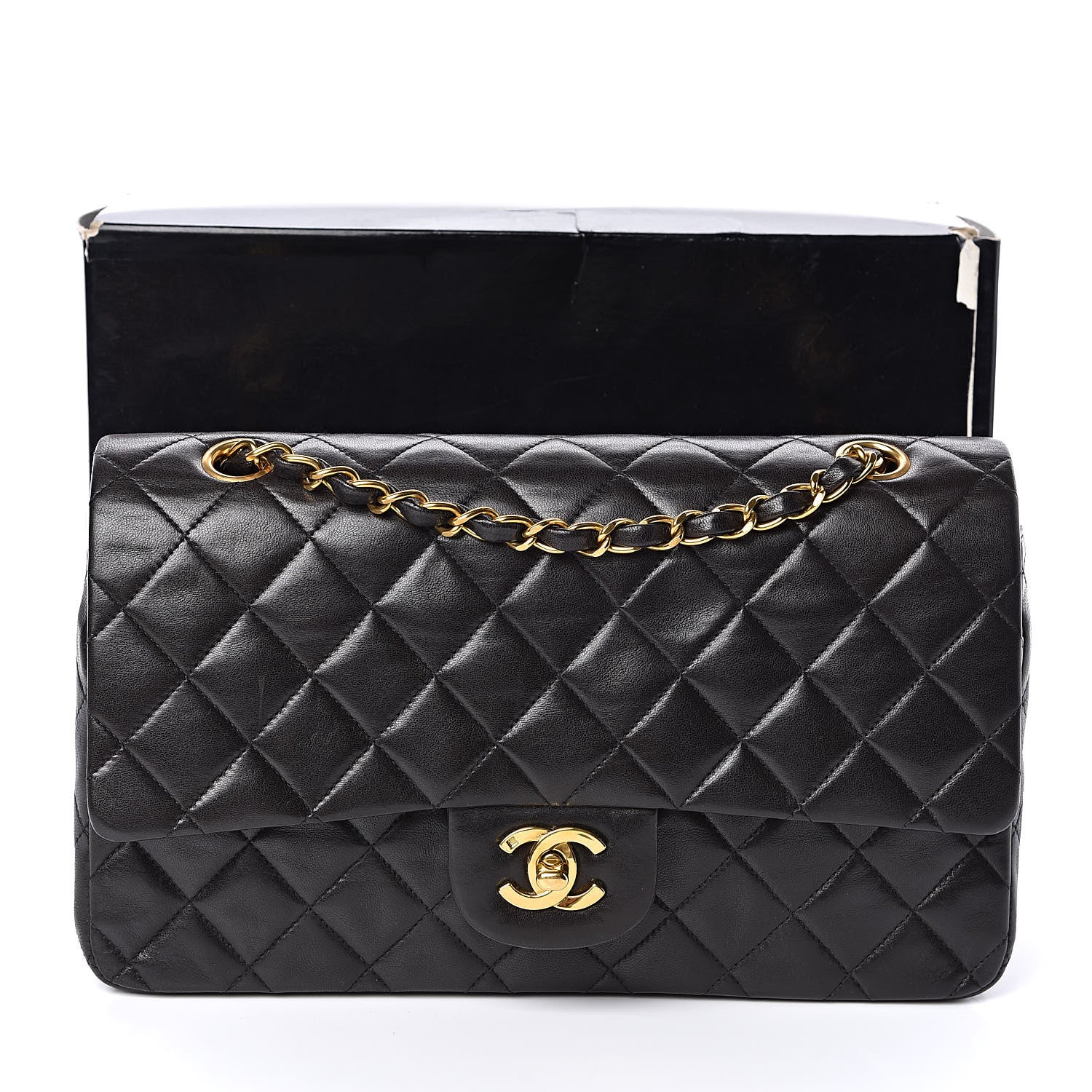 Chanel Lambskin Quilted Medium Double Flap Black 15 of 15