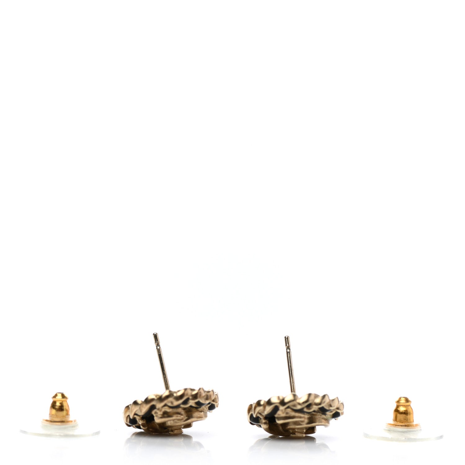 Chanel Metal Enamel CC Chain Turnlock Earrings Gold Black 3 of 4