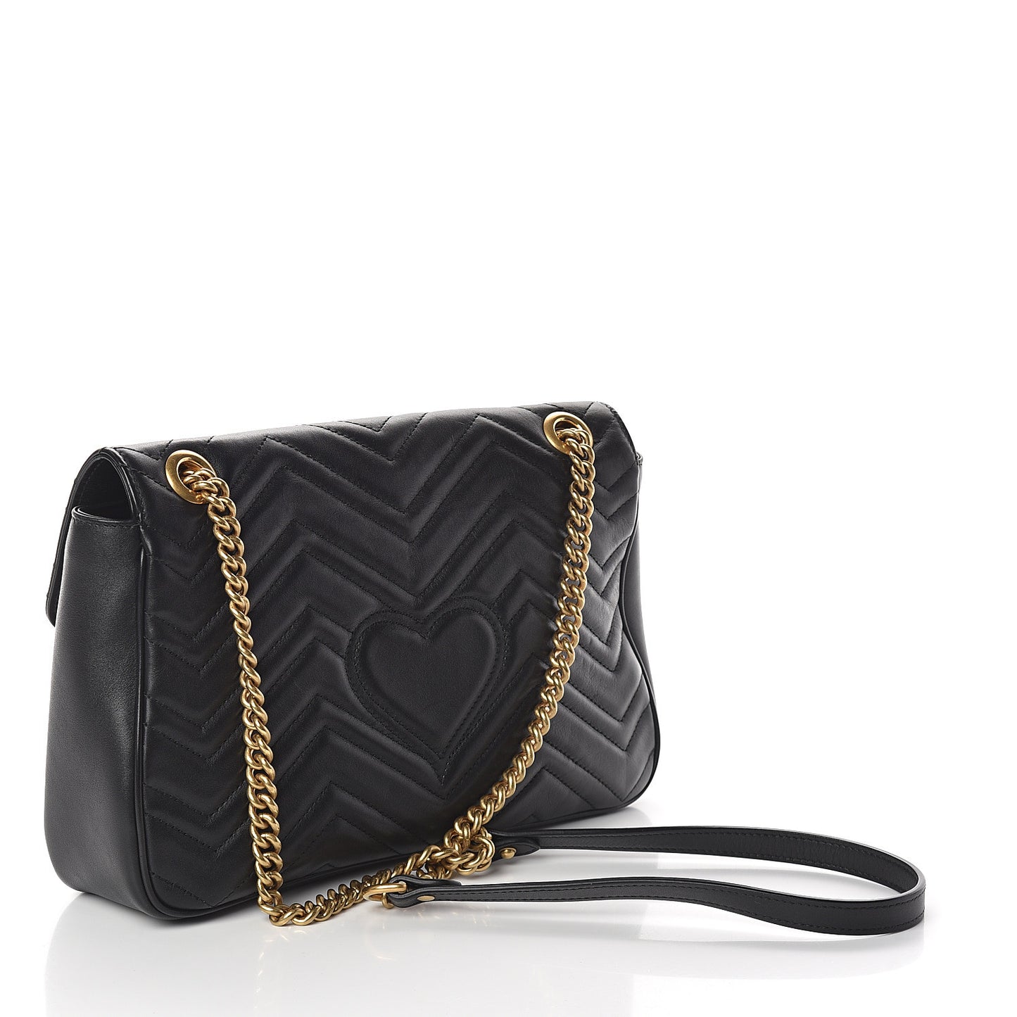 Calfskin Matelasse Medium GG Marmont Shoulder Bag Black