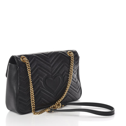 Gucci Calfskin Matelasse Medium GG Marmont Shoulder Bag Black 2 of 8