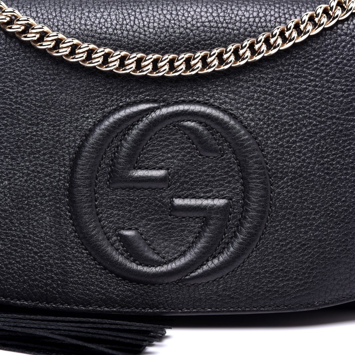 Pebbled Calfskin Medium Soho Flap Crossbody Black