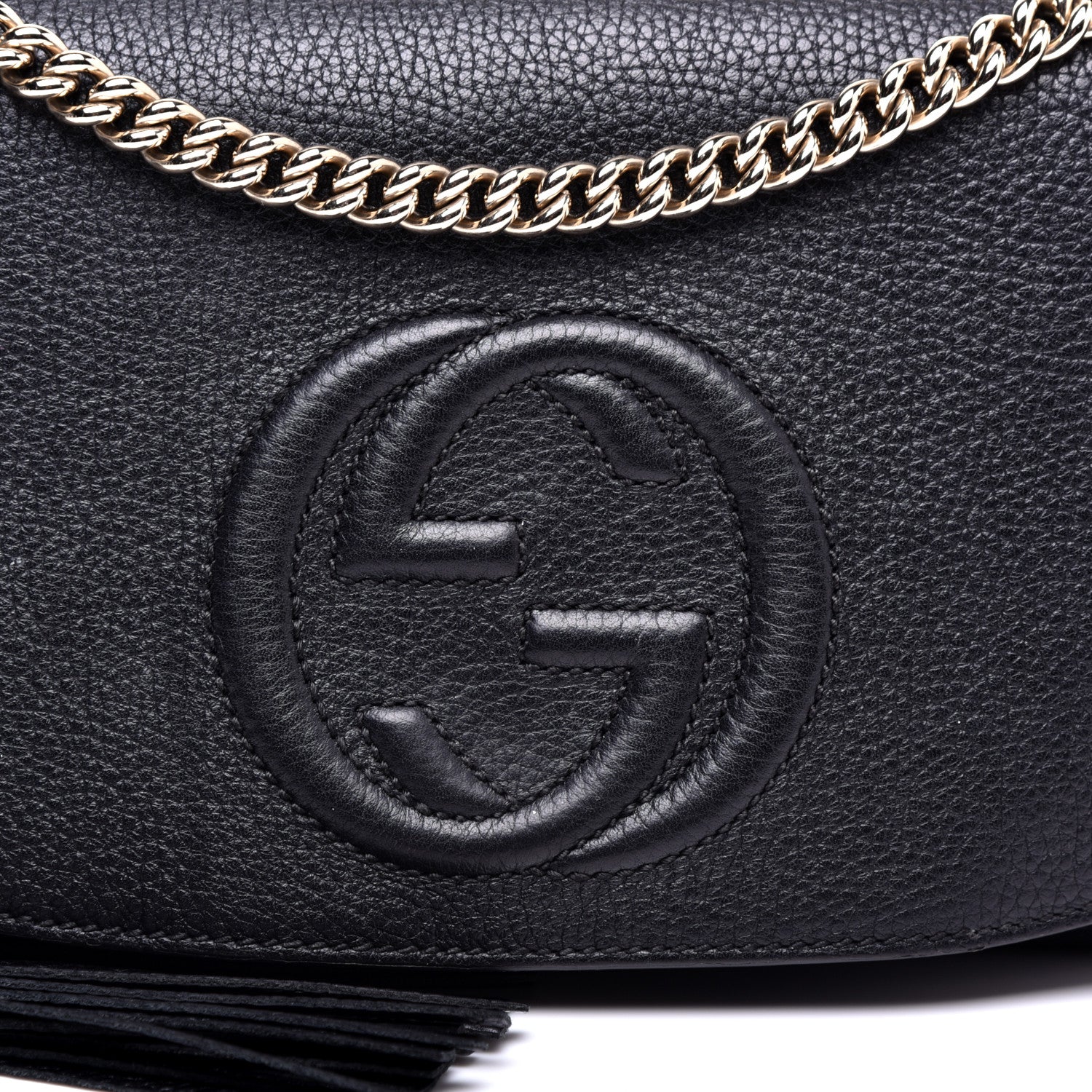 Gucci Pebbled Calfskin Medium Soho Flap Crossbody Black 11 of 11