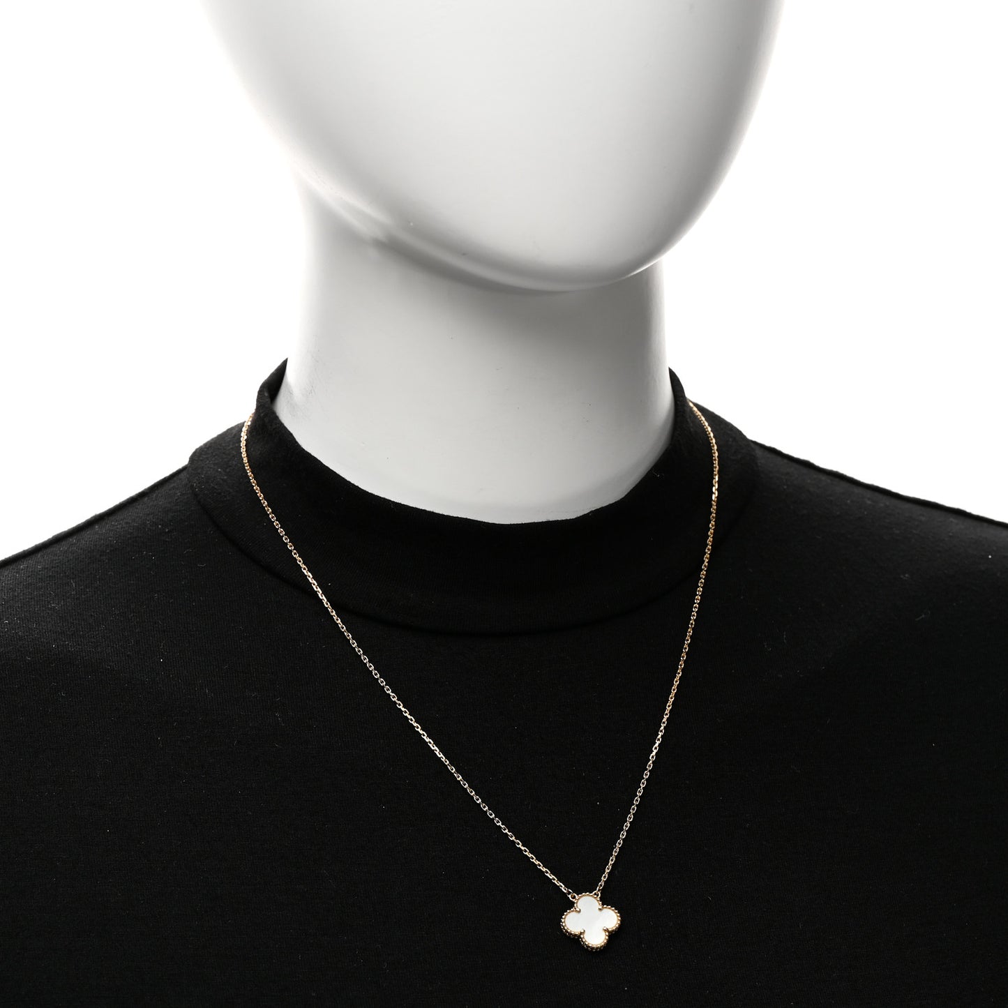 18K Yellow Gold Mother of Pearl Vintage Alhambra Pendant Necklace