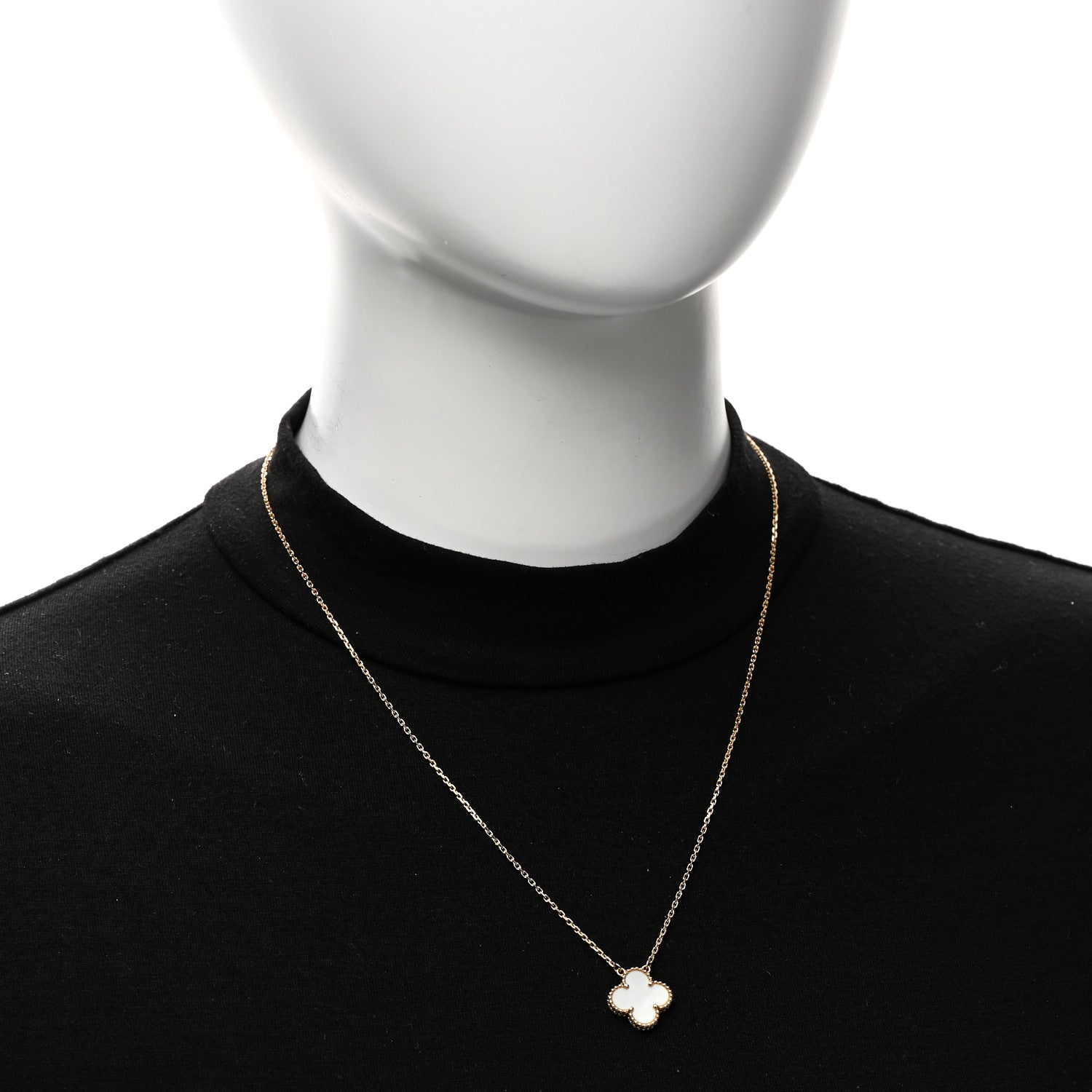 Van Cleef & Arpels 18K Yellow Gold Mother of Pearl Vintage Alhambra Pendant Necklace 2 of 6