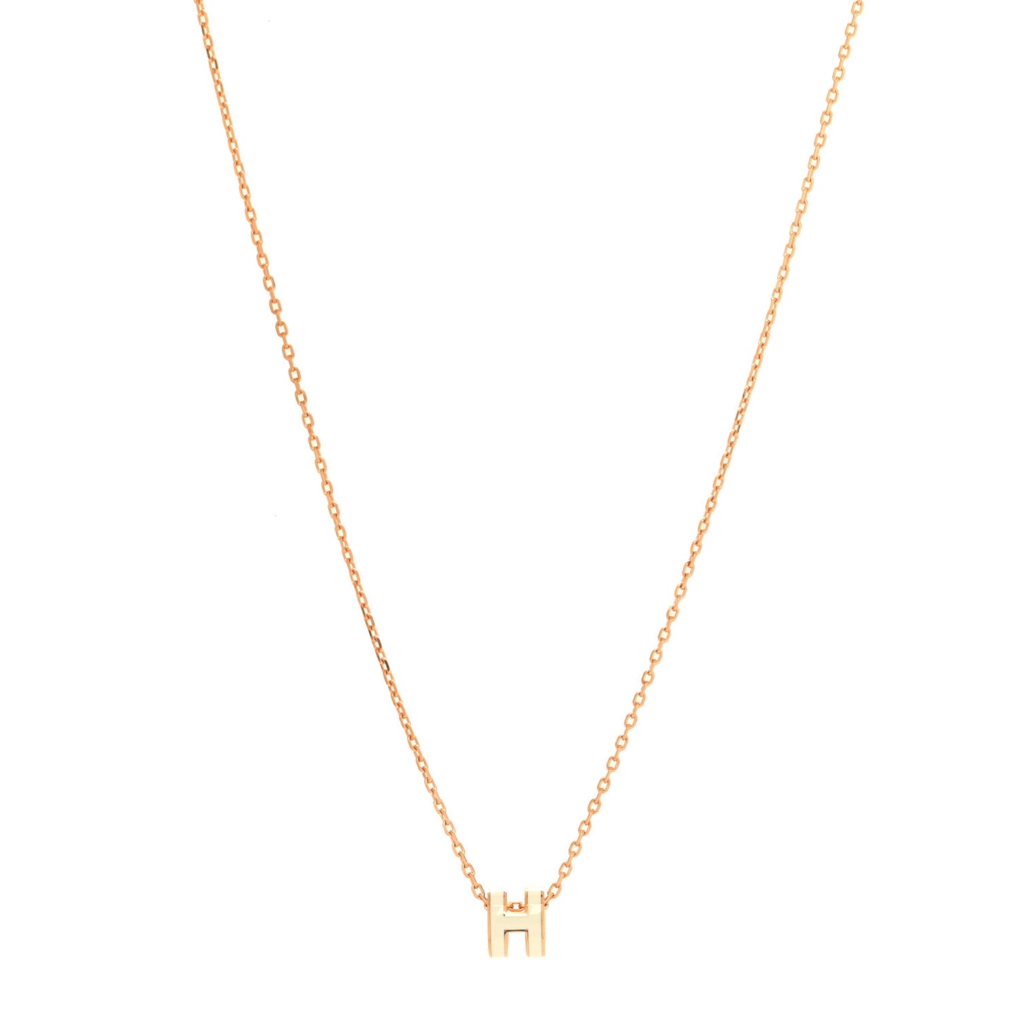 Lacquered Rose Gold Mini Pop H Pendant Necklace White