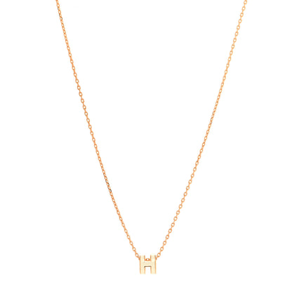 Hermes Lacquered Rose Gold Mini Pop H Pendant Necklace White 1 of 6
