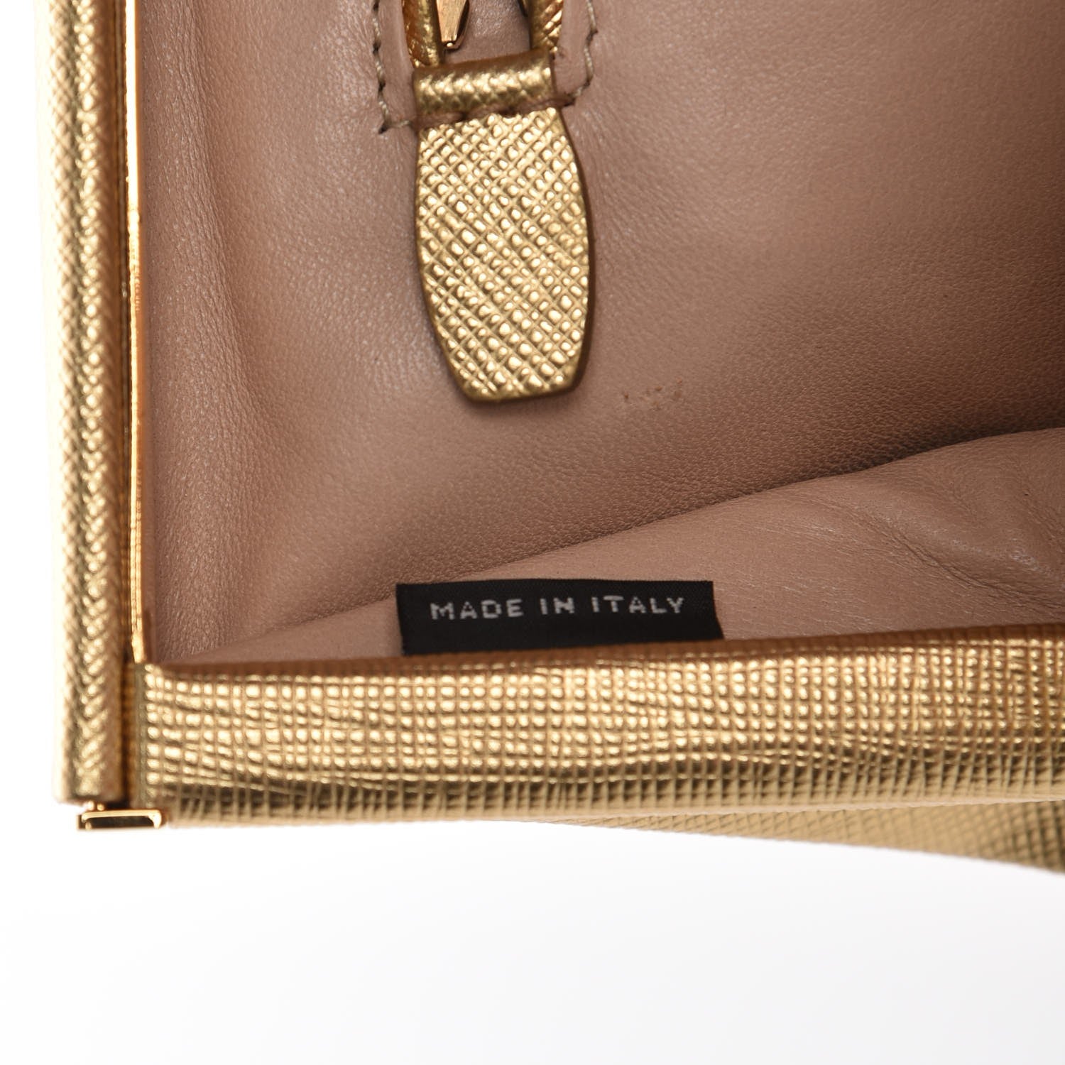 Prada Metallic Saffiano Lux East West Frame Clutch Platino 7 of 8