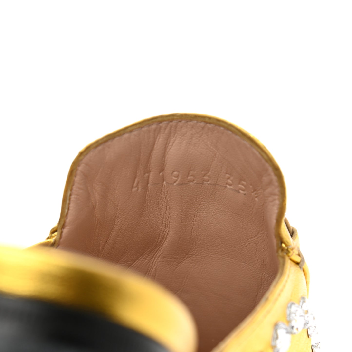 Metallic Nappa Crystal Womens Princetown Slippers 35.5 Gold