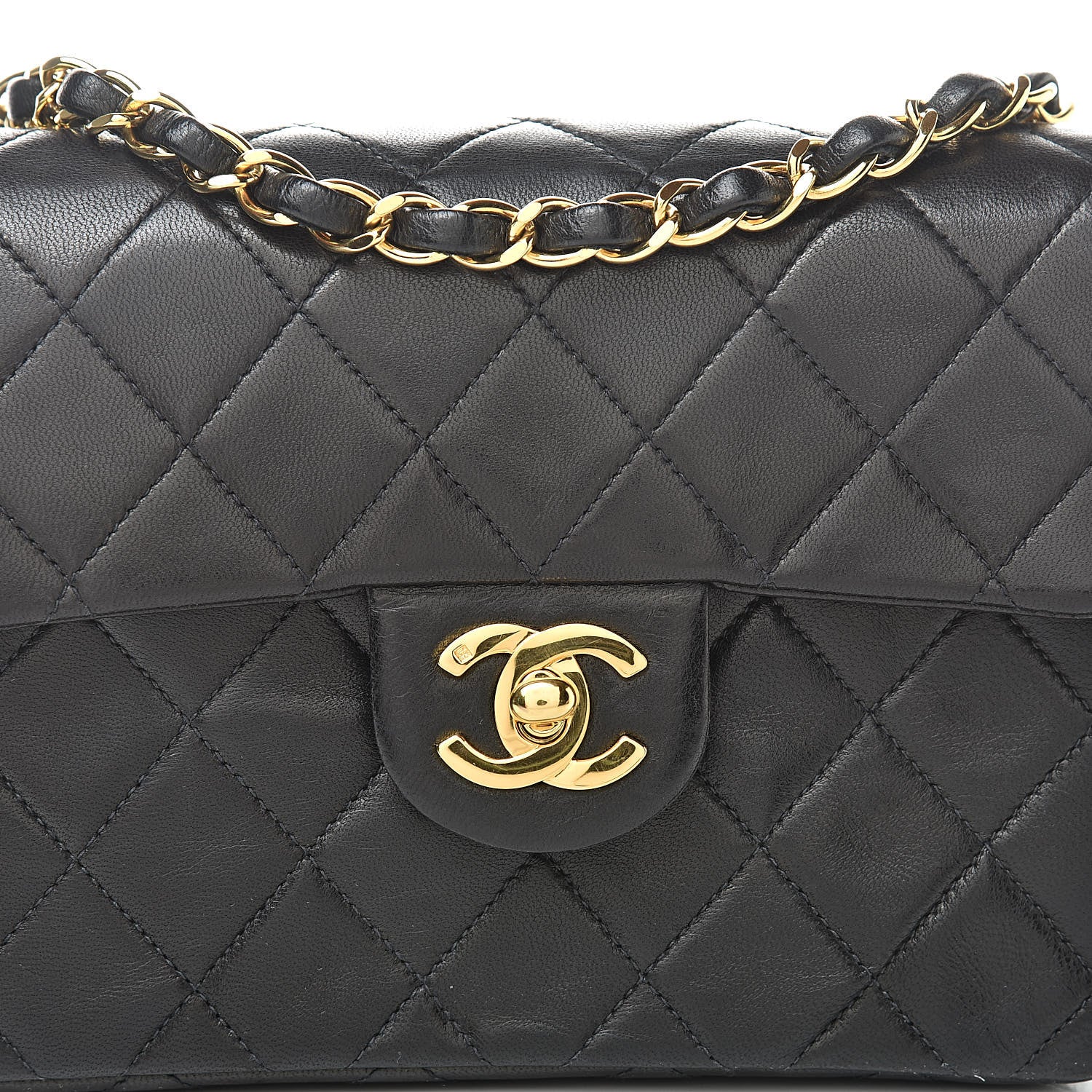 Chanel Lambskin Quilted Mini Square Flap Black 9 of 14