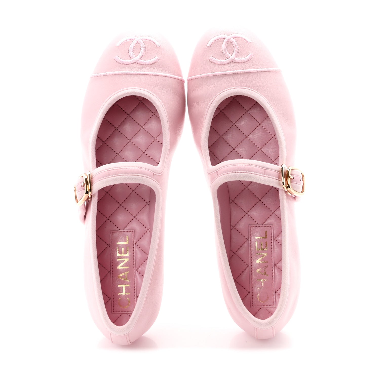 Lambskin Mary Jane Flats 37.5 Light Pink
