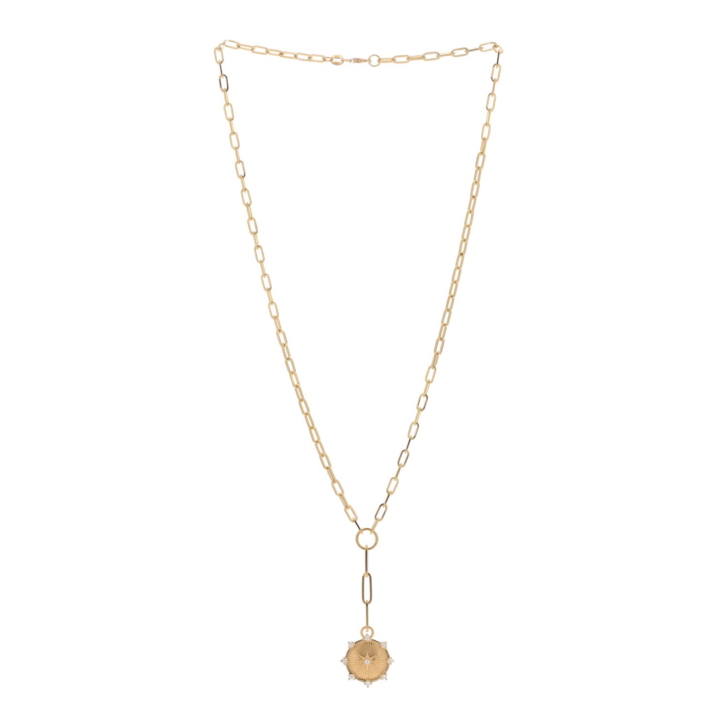 Foundrae 18K Yellow Gold Diamond Spark Love Refined Clip Extension Chain Necklace 2 of 4