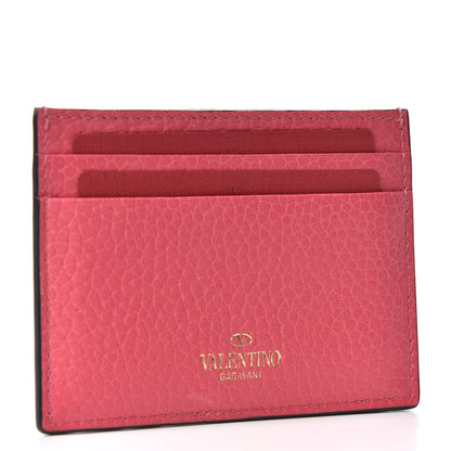 Valentino Garavani Pebbled Calfskin Rockstud Card Holder Shadow Pink 3 of 6