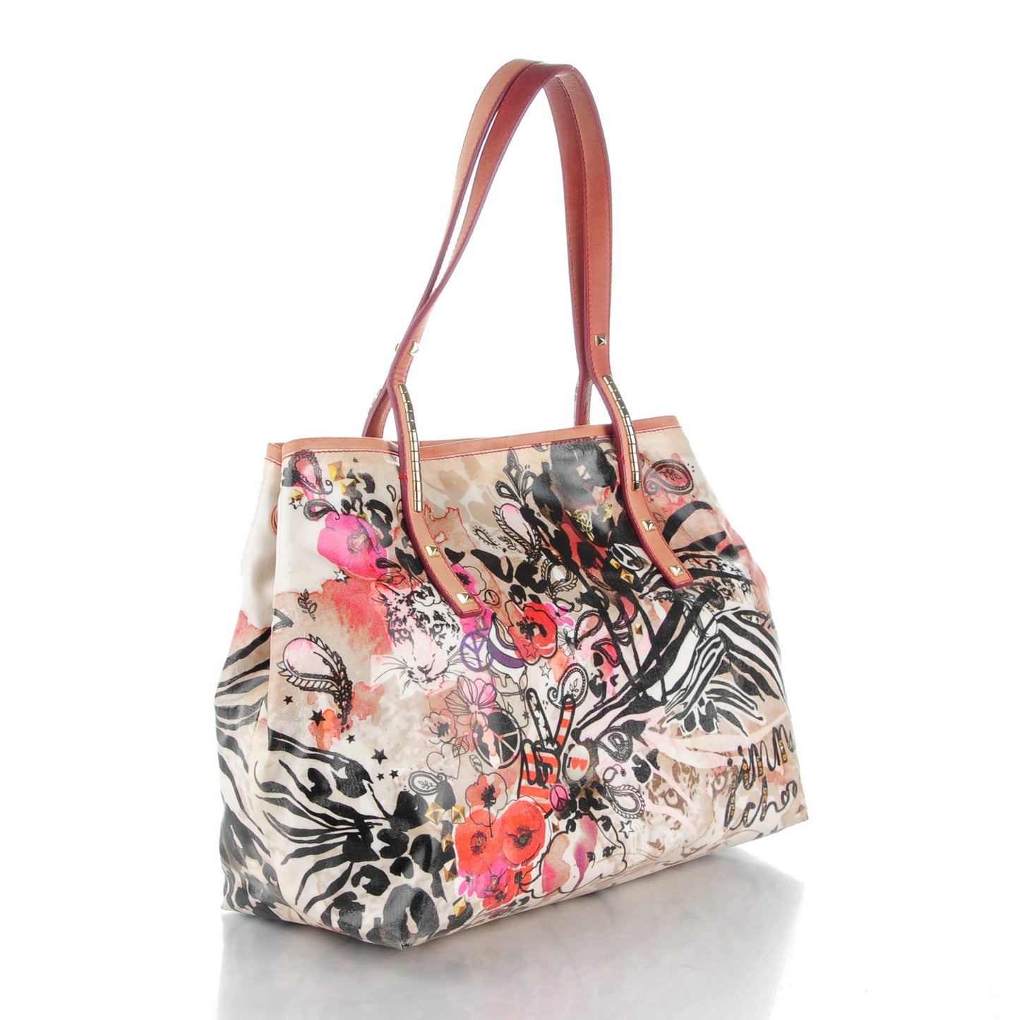 Glazed Canvas Printed Scarlet Tote Multicolor