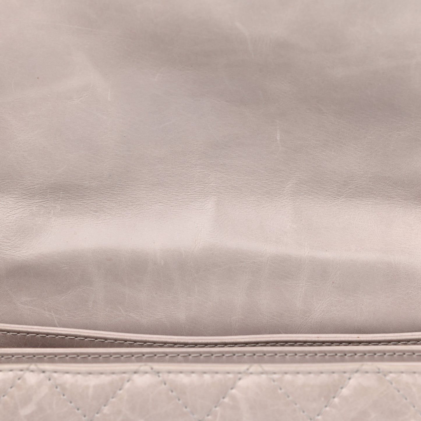Glazed Calfskin Quilted Medium Lady Pearly Flap Light Beige